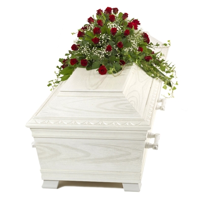 Red Rose and Gypsophilia Half Casket Spray