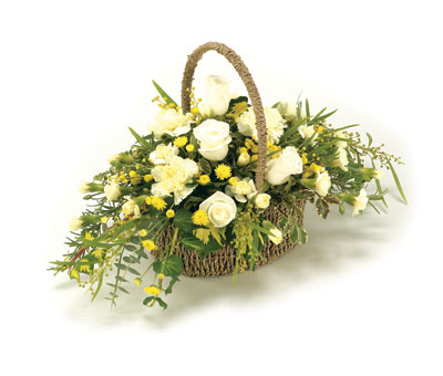 BSK1001 Funeral Basket Yellow and White