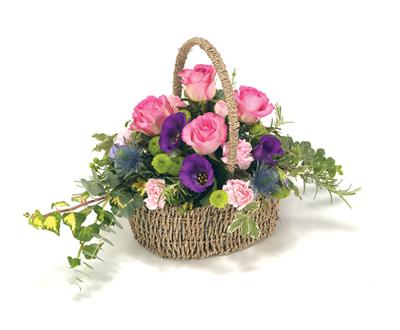 BSK1005 Funeral Basket Pink & Purple