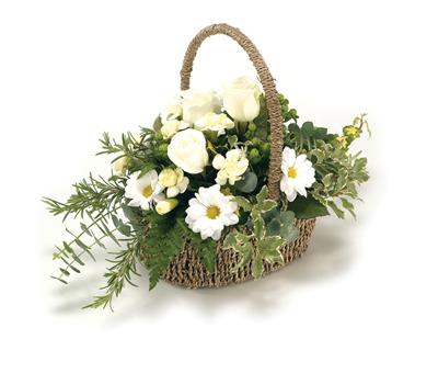 BSK1006 Funeral Basket Green & White