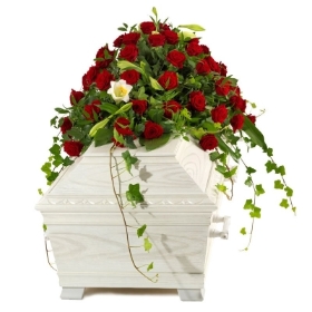 Red Rose and Lily Full Casket Spray