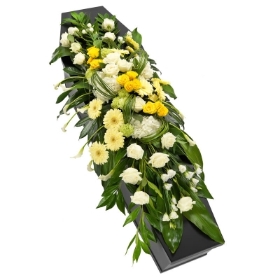Yellow  and White Casket Spray