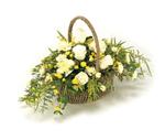 BSK1001 Funeral Basket Yellow and White