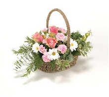 BSK1002 Funeral Basket  Pink & White