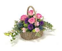 BSK1005 Funeral Basket Pink & Purple