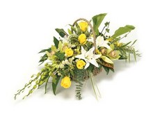 BSK1010 Funeral Basket Large Yellow & White