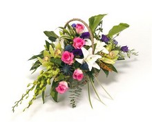 BSK1011 Funeral basket Large  Pink ,Purple,Blue & White